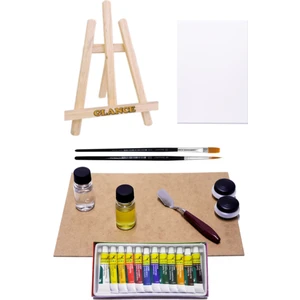 Yağdanlıklı Ahşap Palet 25X35 cm Keten Yağı Terebentin Metal Spatül Yağlı Boya Şövale Seti