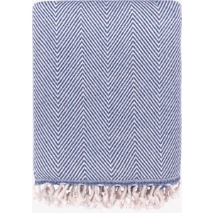 Wool Herringbone %100 Pamuk Koltuk Şalı Denim Rengi 120x170