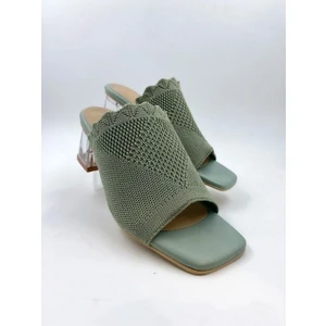 Melen Shoes Kadın Topuklu Terlik Yeşil