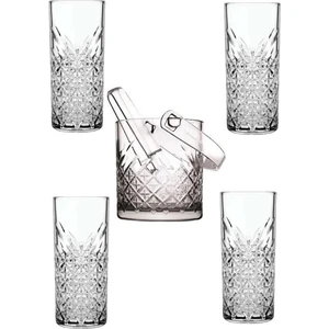 Timeless Cam Buz Kovası Maşalı + Rakı Bardağı Seti 6 Lı Set
