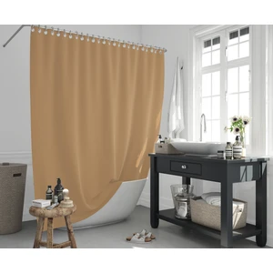Bej Renk Banyo Perdesi Polyester Kumaş Duş Perdesi 12 Plastik C-Halka Hediyeli Banyo Duş Perdesi