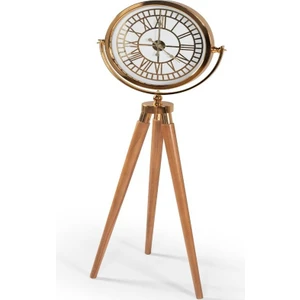 Tripod Ayaklı Saat Gold Kaplama - Ev Ofis Dekorasyonu - Modern Tasarım Saat