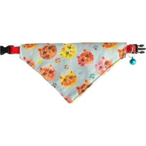 Cocopet Kedi Desenli Ayarlanabilir Fular Bandana Kedi Tasması