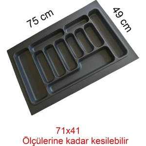 Gör Seç 75 cm x 49 cm Çekmece Içi Düzenleyici  Kaşıklık Gri  70X40'A Kadar Kesilebilir Organizer