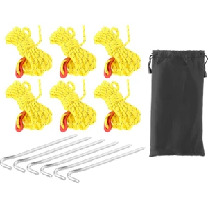 6x Guy Lines Çadır Kablo Kiti Dış Mekan Malzemeleri Sarı Için Düzenleyici Gergin