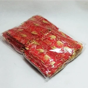 EC Shop Aker Hediyelik Kırmızı 100 Adet 9X12CM Çerez Kesesi Kına Kesesi Tül Kese