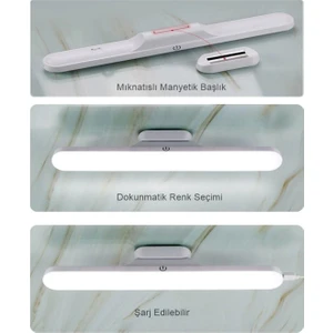 Cata Mıknatıslı Şarjlı LED Işık Micro USB Şarjlı Kablosuz LED Lamba 3 Farklı Işık Martı LED Aplik