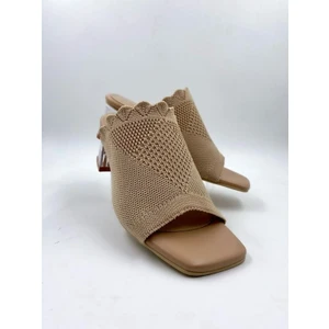 Melen Shoes Topuklu Terlik Bej