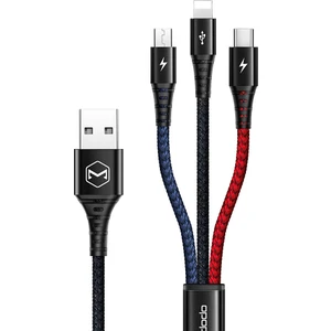 CA-6220 3in1 (Micro-Iphone-Type-C)Data-Şarj Kablosu 2.4A 1.2m-Renkli