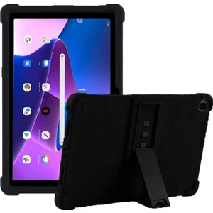 Lenovo Tab M10 3.nesil TB328FU 10.1 Inch / T328 Standlı Silikon Kılıf - Siyah AL3309