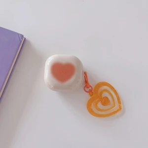 Samsung Galaxy Buds 2 Uyumlu Kılıf Kalpli Silikon Tpu Askılı Darbeye Dayanıklı Kapak