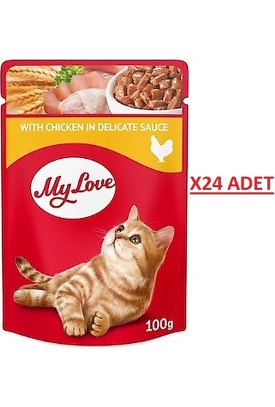 MyLove Pounch Tavuklu Kedi Maması 24 Adet