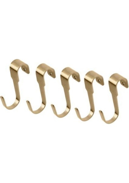 5 Li Kanca Gold Renk 7 cm Çelik Kanca 5 Li Mutfak Raf Kancası-Dekorasyonu