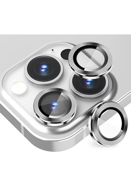 Apple iPhone 14 Pro-14 Pro Max 3D Metal Çerçeveli Kamera Lens Koruyucu