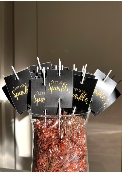 50'li 'let Love Sparkle' Yazılı Kartlı Işıltı - Parti Işıltısı - Nişan Işıltısı - Düğün Işıltısı
