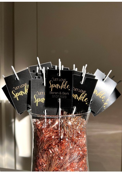 50'li 'let Love Sparkle' Yazılı Kartlı Işıltı - Parti Işıltısı - Nişan Işıltısı - Düğün Işıltısı