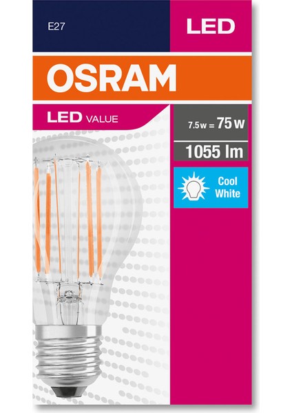 Vintage 75 Watt 1055 Lümen Ampul - Beyaz Işık