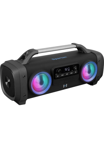 SH03 Spartan LED Işıklı Bt/tf/usb/aux/fm/mıc Grişli Speaker Hoparlör