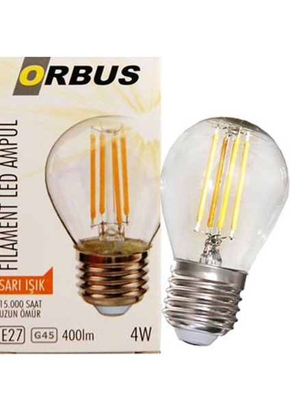 GC45 4W Filament Bulb Mini Top Şeffaf E27 300LM Ampul - 2700K Sarı Işık