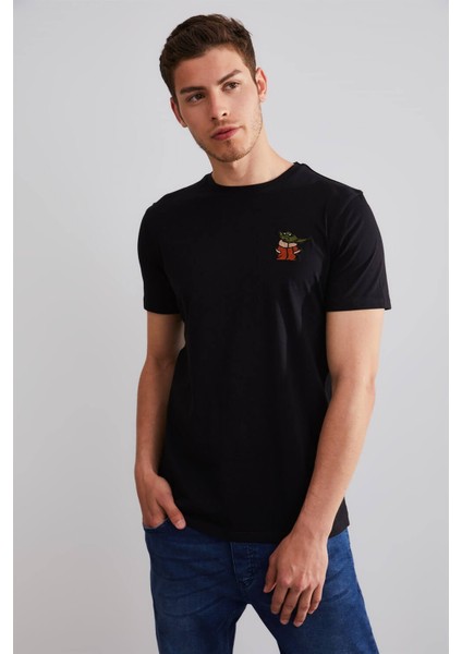 Unisex Baby Yoda Siyah Nakışlı T-Shirt