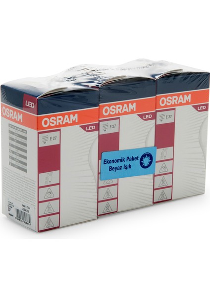 A60 8,5W Led Value CLA60 806LM E27 3'lü Ampul - Beyaz Işık