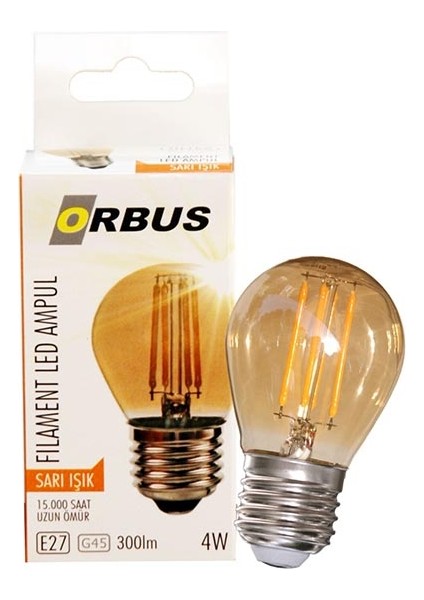 GA45 4W Filament Bulb Mini Top Amber E27 300LM Ampul - 2200K Sarı Işık