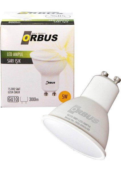 Gu10 Çanak 5Watt Led Spot Ampul - 3000K Sarı Işık