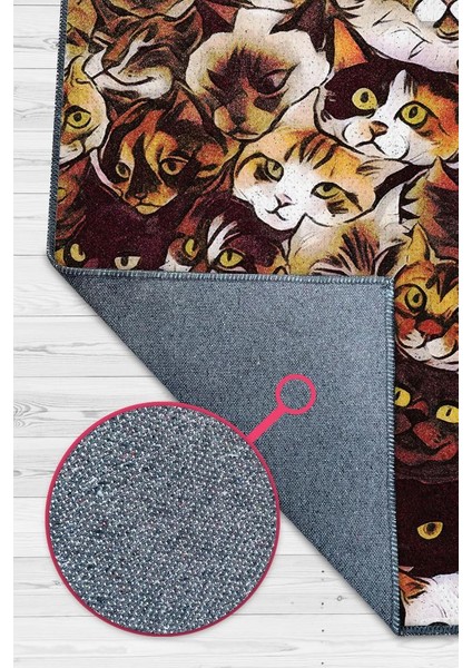 Kedi Kafası Kahverengi Halı Minimal Gen Odası Halısı Renkli Salon Halısı Kedili Halı modelleri