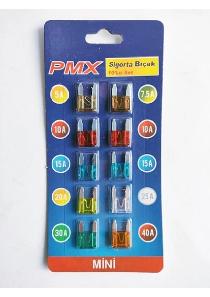 Pmx Mini Yassı Bıçak Sigorta 10,lu Paket 1393