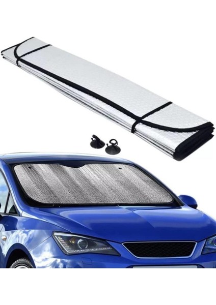 Katlanabilir Parlak Oto Araba Ön Cam Güneşlik 130 cm x 60 cm