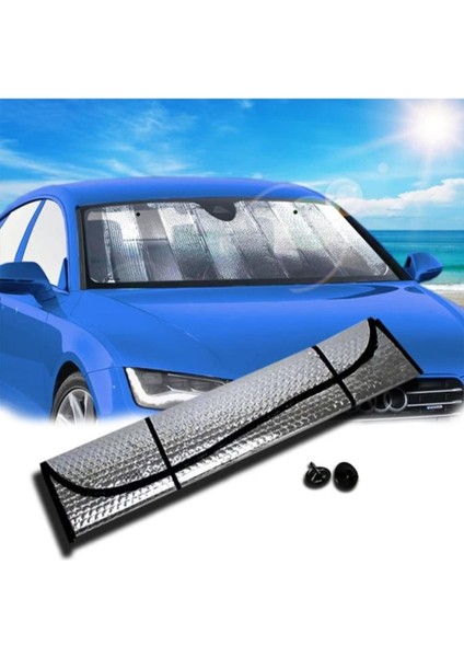 Araba Ön Cam Güneşliği Uyumlu Balonlu Metalize Parlak Alüminyum Katlanabilir Oto Güneşlik (130X60CM