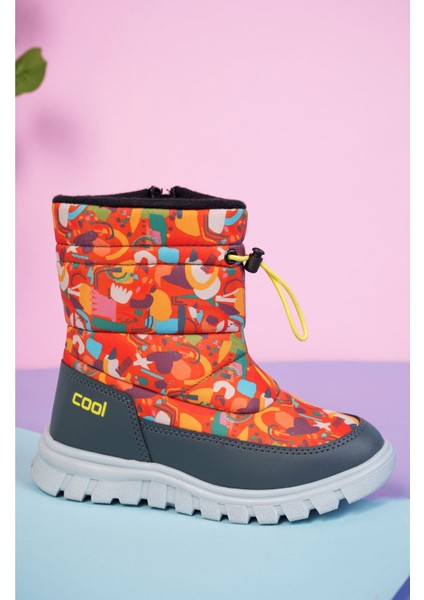 Lastikli Oranj Desenli Çocuk Kar Botu