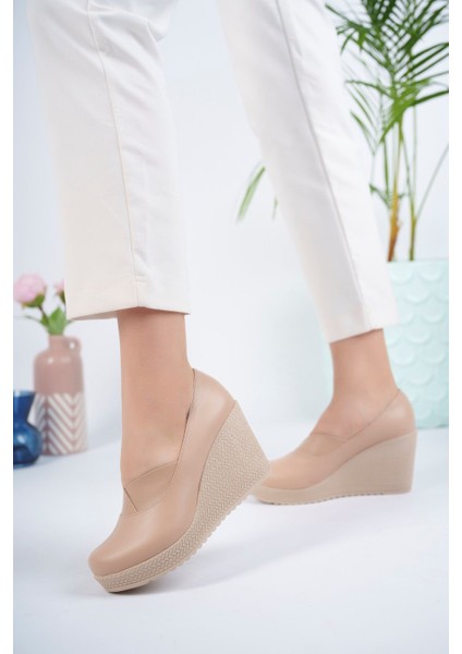 Dolgu Taban Çapraz Model Nut Cilt Ayakkabı modelleri