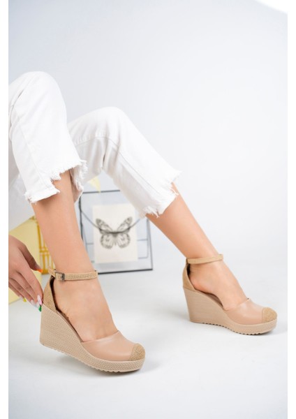 Dolgu Topuk Hasır Nut Cilt Karnıyarık Ayakkabı fiyatları