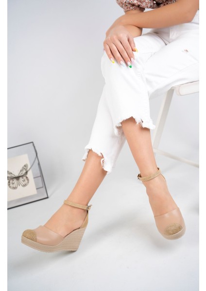 Dolgu Topuk Hasır Nut Cilt Karnıyarık Ayakkabı fırsatları