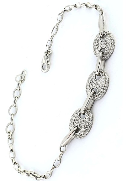 Pırlanta Parlaklığında Zirkon Taşlı 925ayar Gümüş Üzerine Altın Kaplama Trend Bileklik