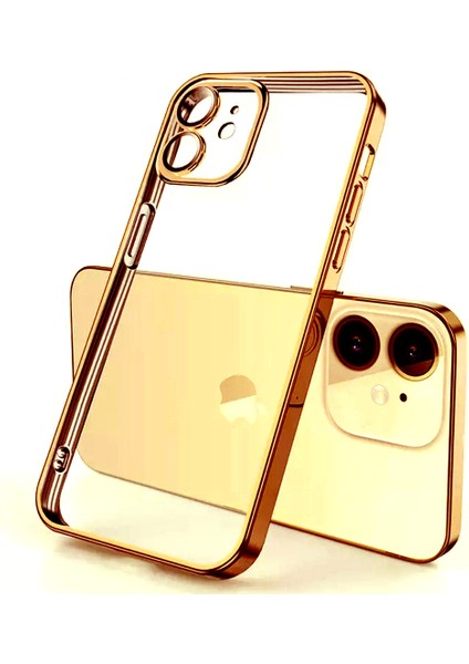 iPhone 12 Kılıf 3D Kamera ve Lens Mercek Korumalı Ultra Lüks Razer Plating Silikon Case