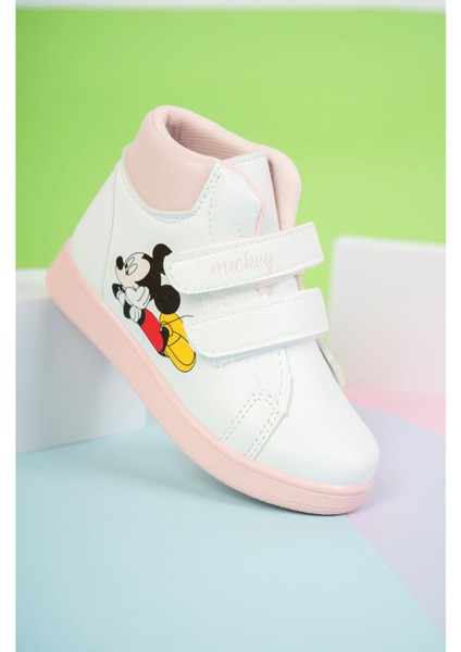 Baskılı Beyaza Pudra Garnili Cırtlı Çocuk Bot