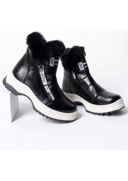 Yan Fermuarlı Siyah Rugan Kız Çocuk Bot fiyatları