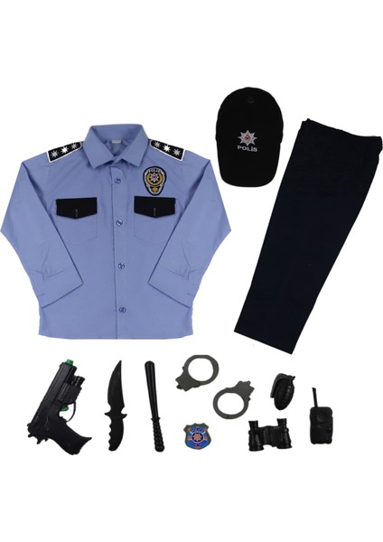 Türk Çocuk Polis Kostümü Çocuk Polis Kıyafeti Üniforması