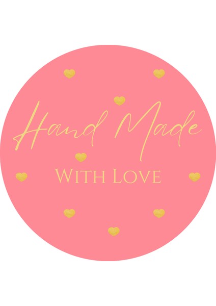 Genç Girişimci Kuşe Sticker-Hand Made With Love- (3X3CM) 50 Adet