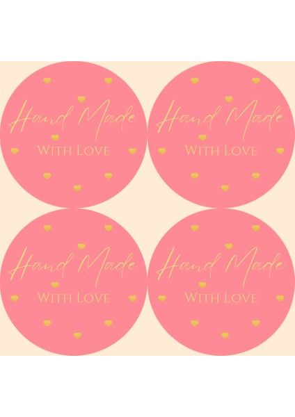 Genç Girişimci Kuşe Sticker-Hand Made With Love- (3X3CM) 50 Adet
