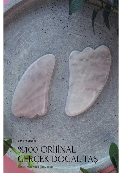 Pembe Kuvars Melek Gua Sha Doğal Taş Yüz Masaj Aleti