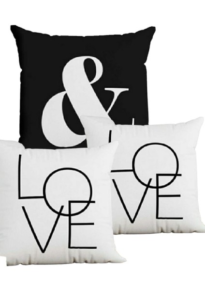 Kırlent Kılıfı Love & Love 3 Lü Set