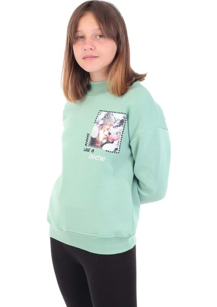 Toontoy Kız Çocuk Baskılı Nakışlı Sweatshirt