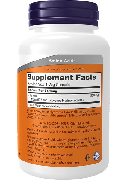 L-Lysine 500 mg 100 Tablets