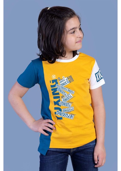 Erkek Çocuk Garni Detaylı Baskılı Tişört10