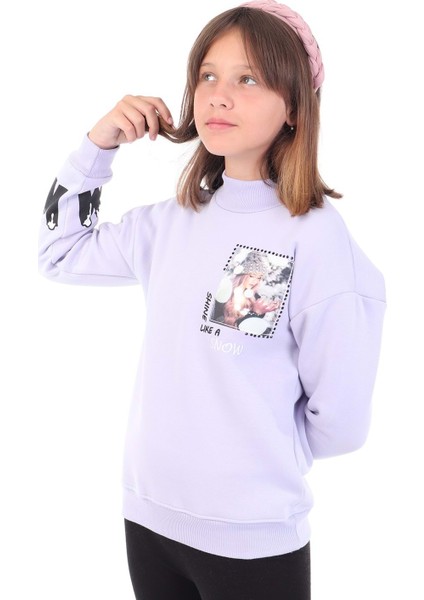 Toontoy Kız Çocuk Baskılı Nakışlı Sweatshirt