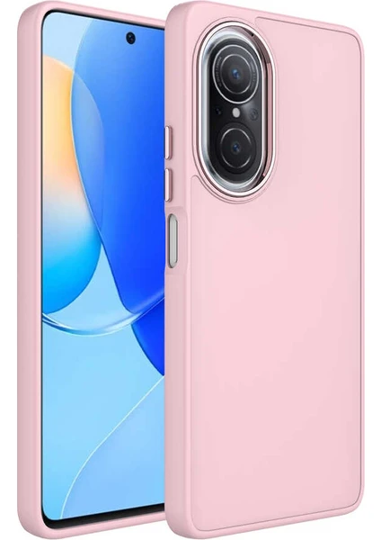 Kzy Huawei Nova 9 Se Kapak Renkli Metal Kamera Çerçeveli First Class Içi Kadife Lasnman Kılıf - Pembe