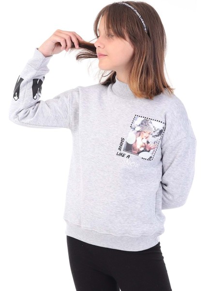 Toontoy Kız Çocuk Baskılı Nakışlı Sweatshirt